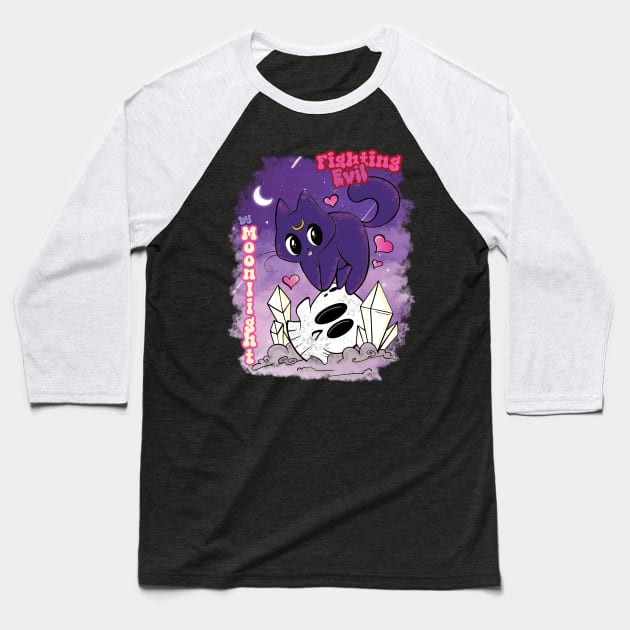 Fighting Evil By Moonlight Baseball T-Shirt by Haygoodies